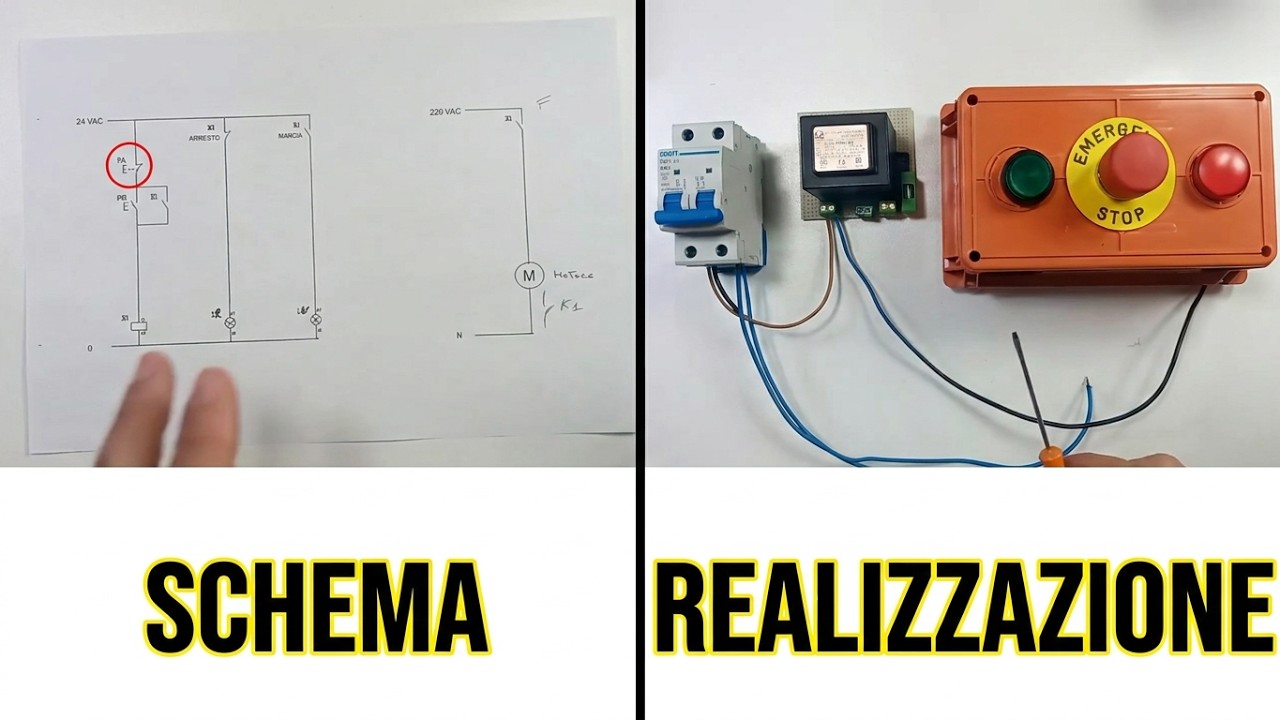 COLLEGAMENTO QUADRO DI COMANDO MOTORE MONOFASE CON AUTORITENUTA