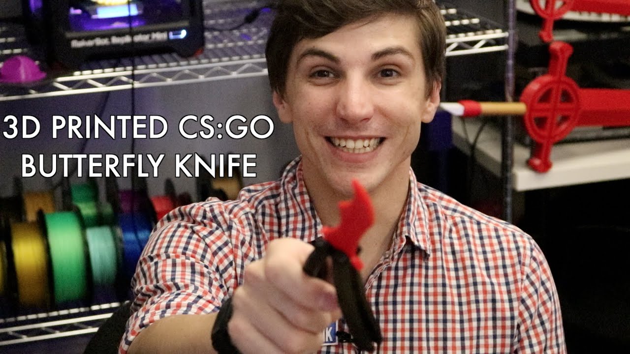 100% 3D Printable CS:GO Butterfly Knife!