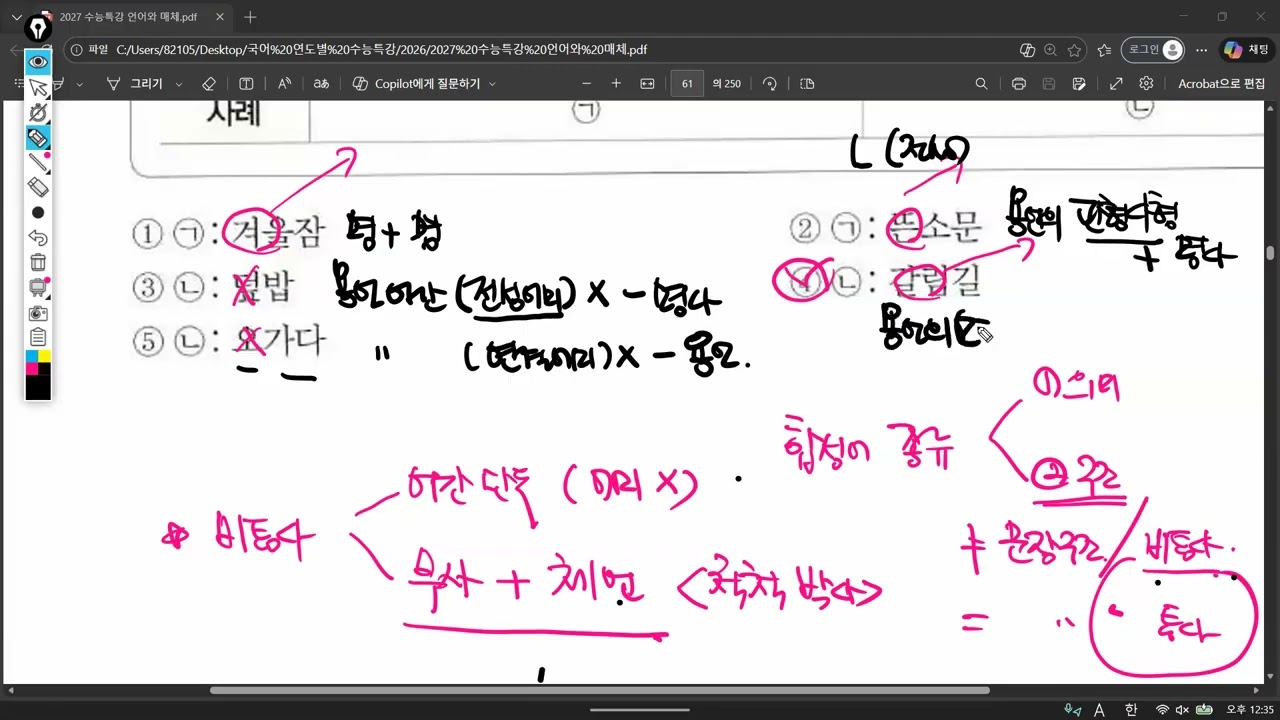 2. 2027 수능특강 언어와 매체 문법 단어 1 문제 풀이