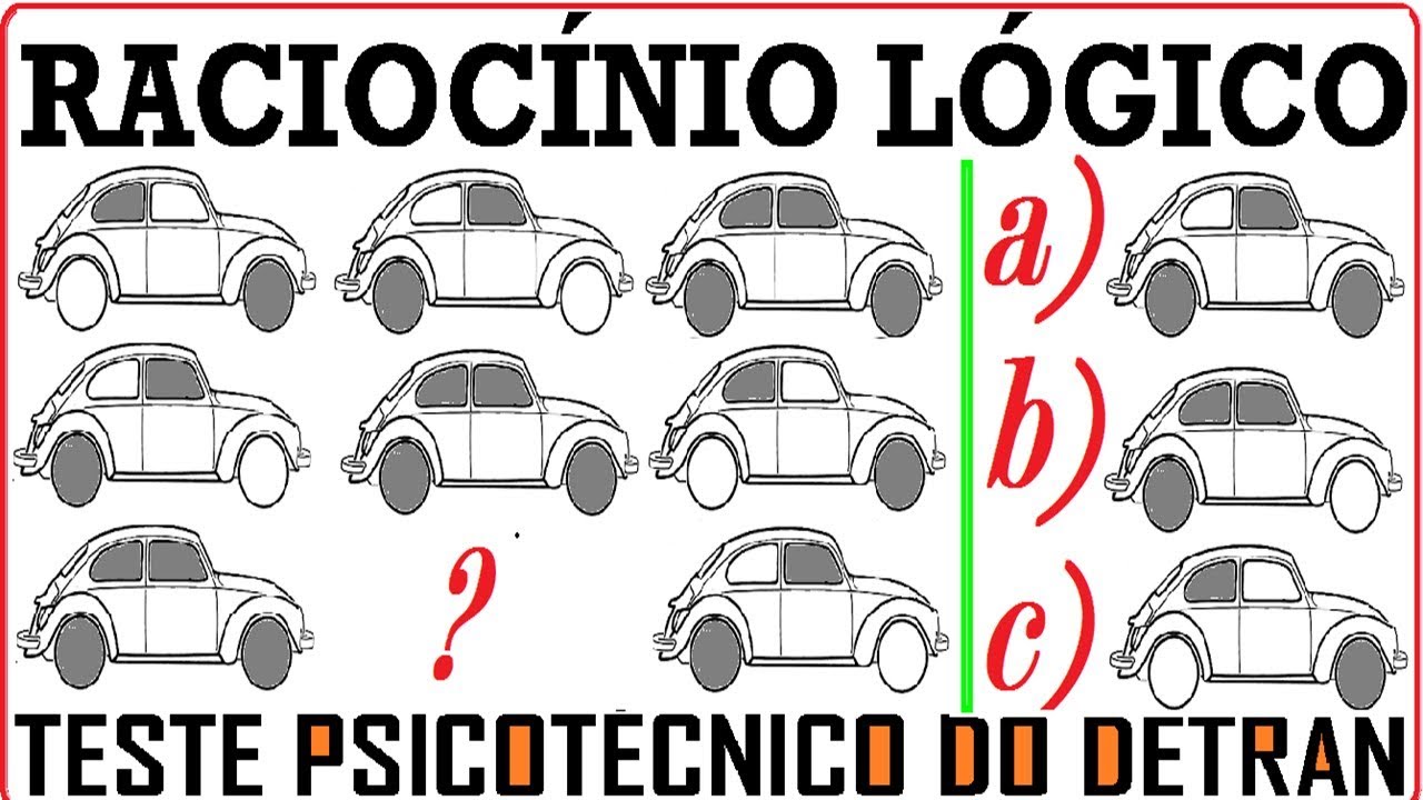 Raciocínio Lógico Figuras e imagens Teste psicotécnico QI Quociente Inteligência Detran Concurso RLM