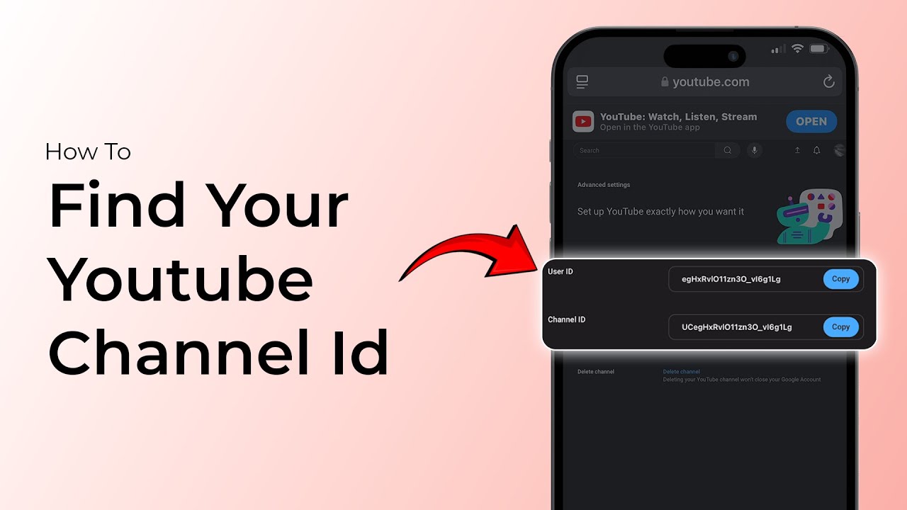 Как найти идентификатор своего канала YouTube на мобильном устройстве?