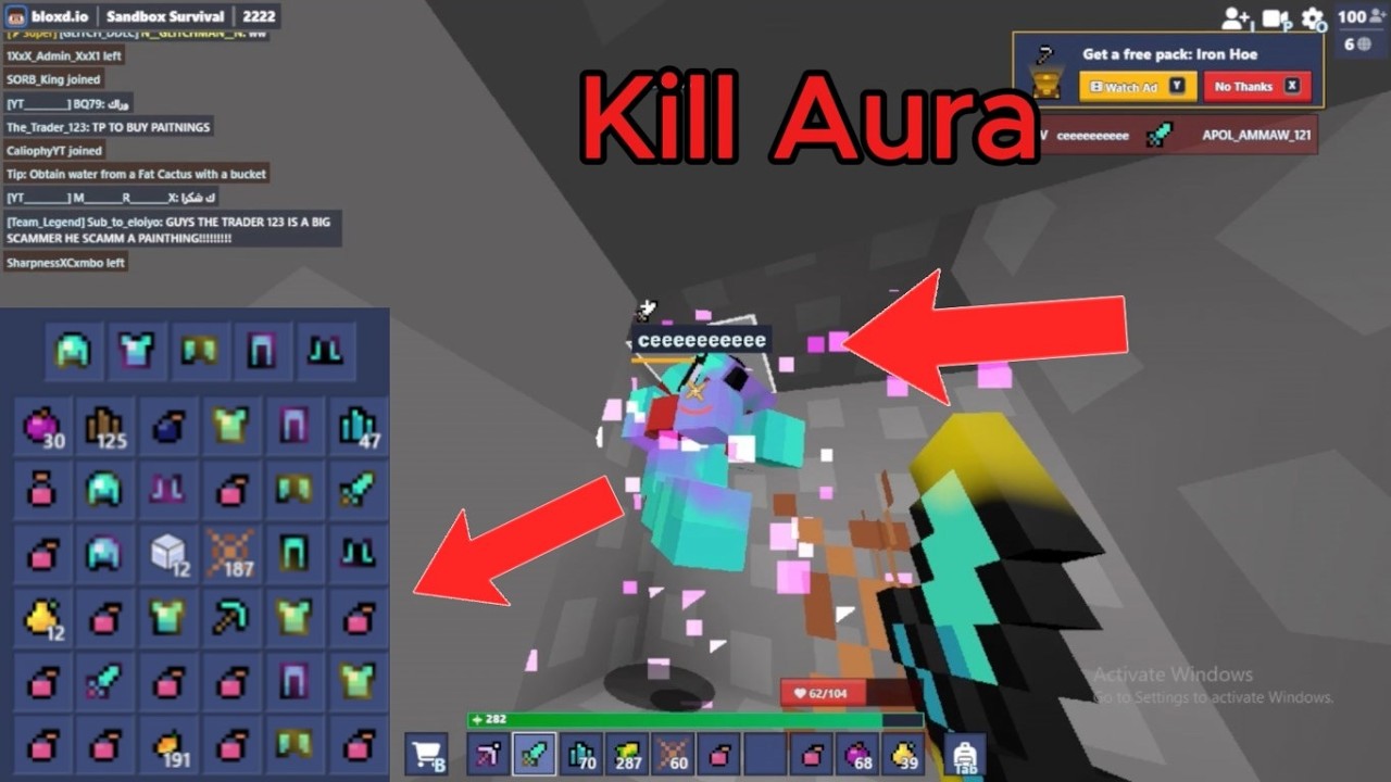 Bloxd.io Survival Got a lot of Diamond Stuff 1v5 With HackerRR ( Auto net/spike ) & 30+kill 🔥🔥