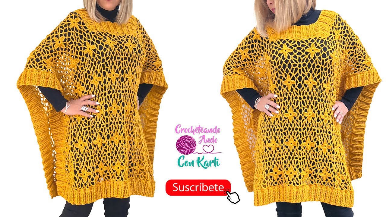 Poncho tejido a crochet 💖 Modelo “Cony