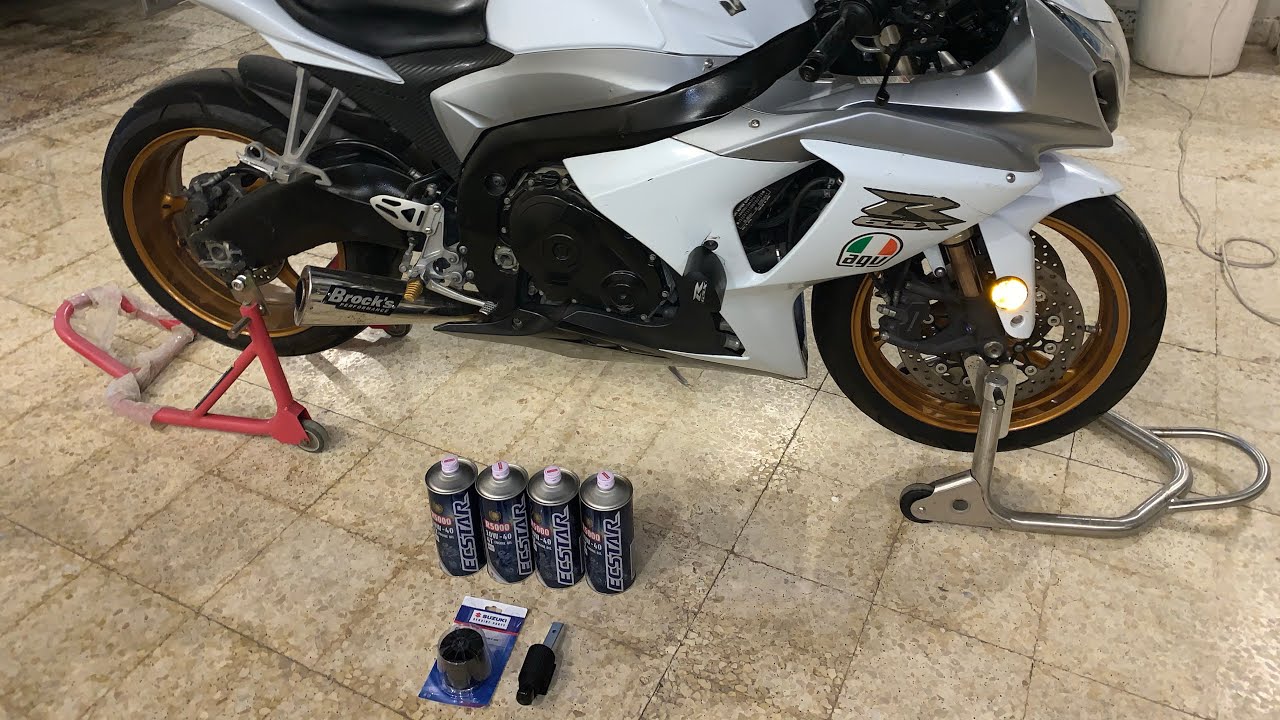 شرح طريقة تغيير زيت و فلتر مكينة دباب سوزوكي Suzuki gsxr 1000