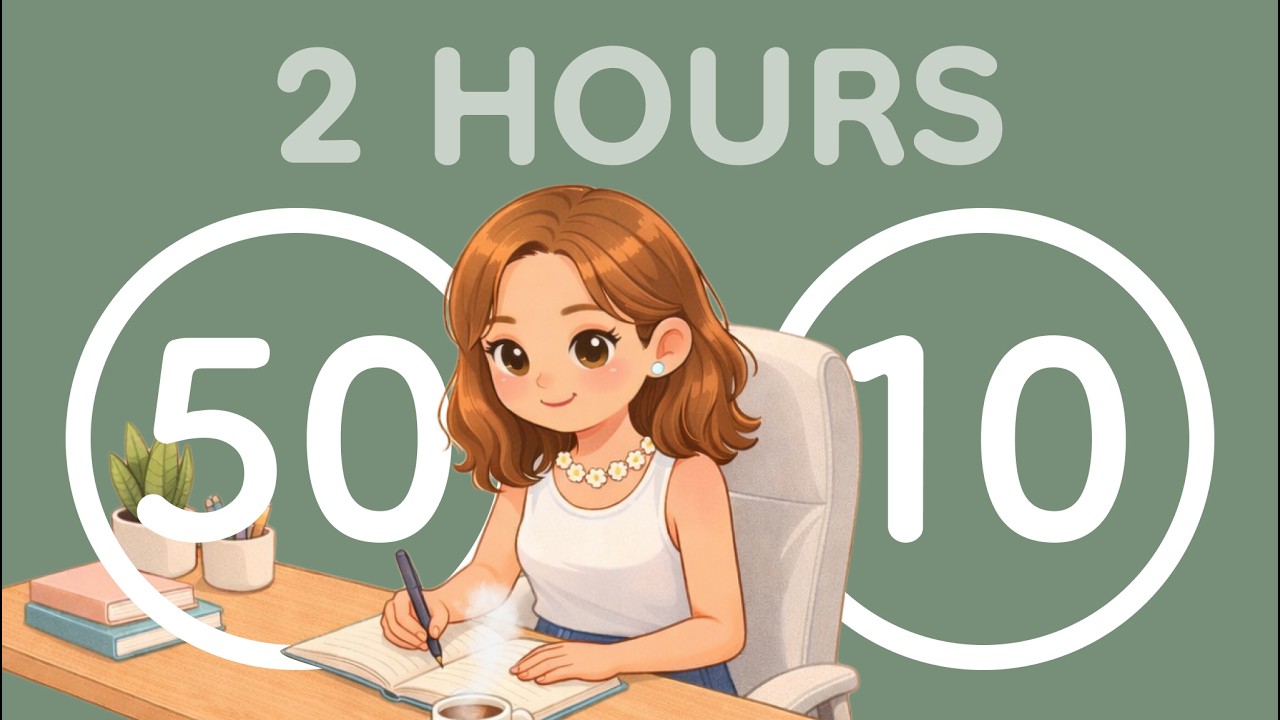Study With Me: Pomodoro 50/10 | 2 Hours of Calm & Focus