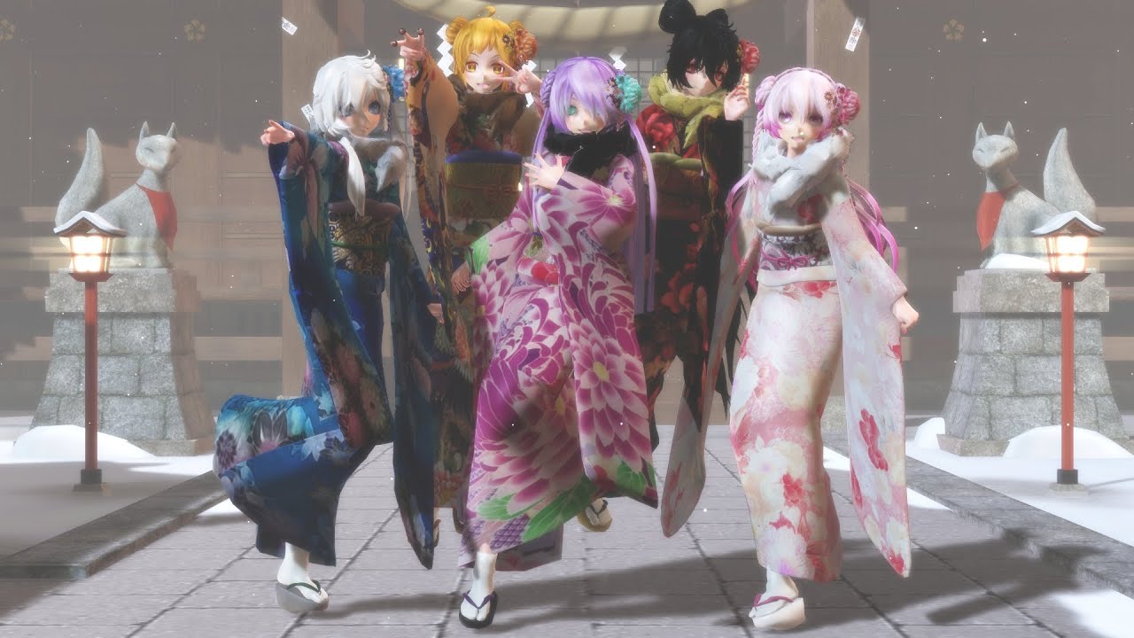 [MMD] TDA Winter Kimono Girls - Bad apple (Band Edition)