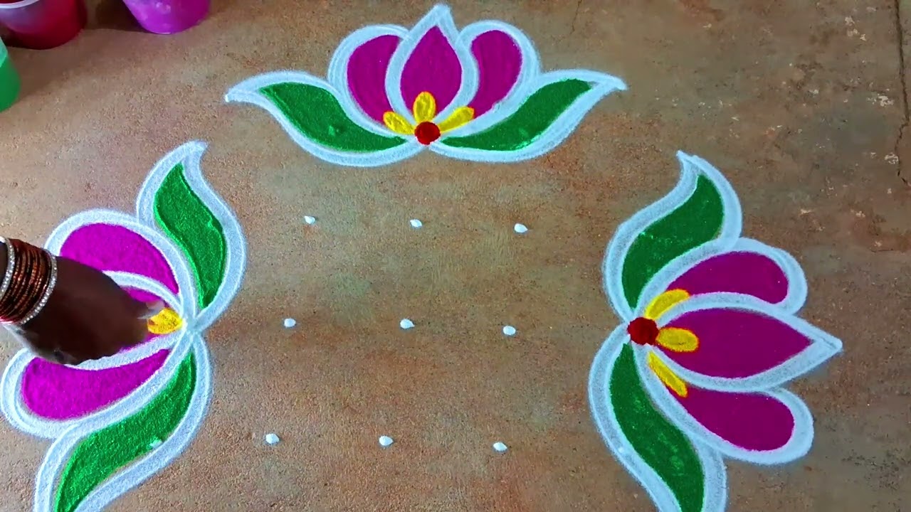 Sankranthi Pandaga Chukkala Muggulu5*3*3 dotsEasy Friday rangoli kolam New year Kolangal