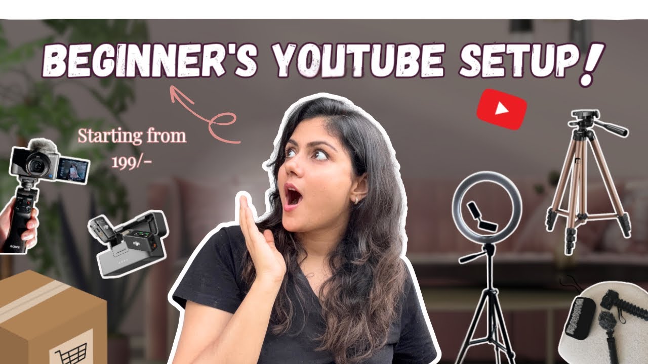 Youtube Setup On A Budget😎Complete Beginner Essentials Kit👻#youtube #mic #tripod #light #ytvideo 
