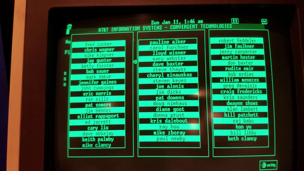 AT&T UNIX PC Easter Egg  .!.  (Convergent Technology Credits....)