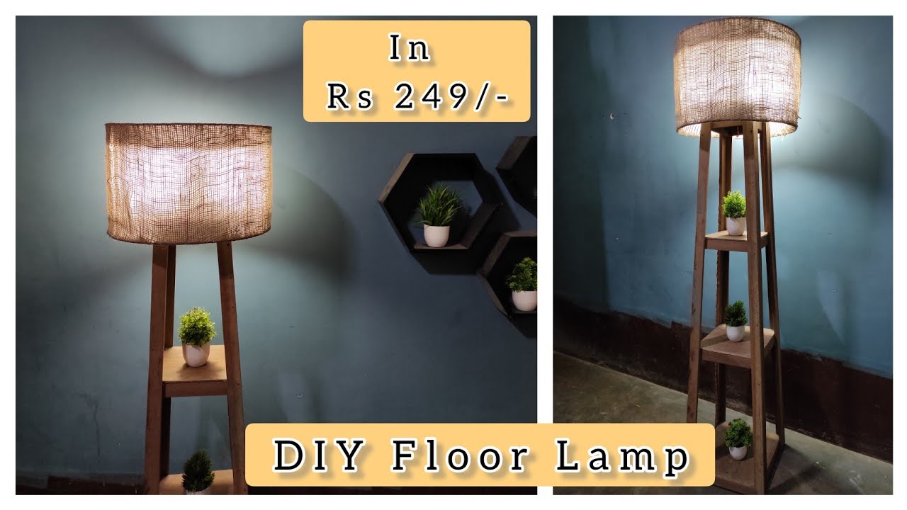 Wooden Floor Lamp For Living Room || easy diy lampshade || interiordiys
