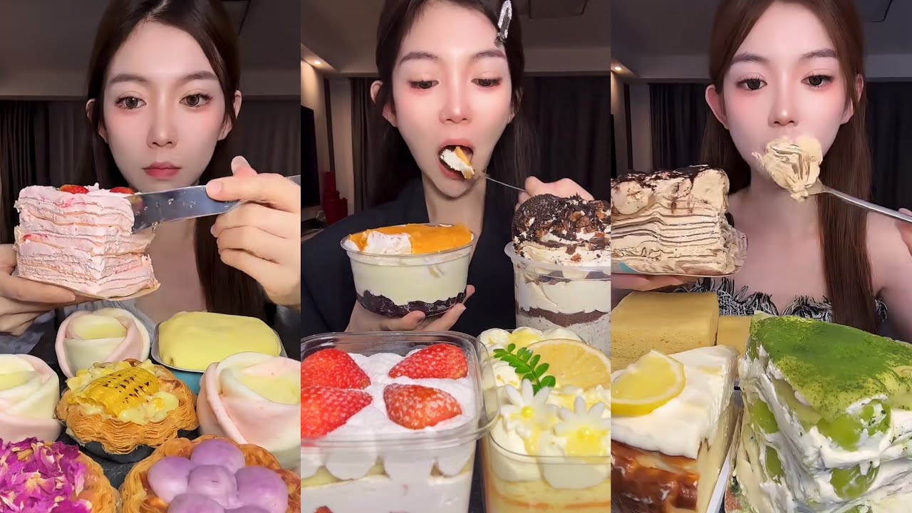 asmr mukbang - coloring dessert party eating