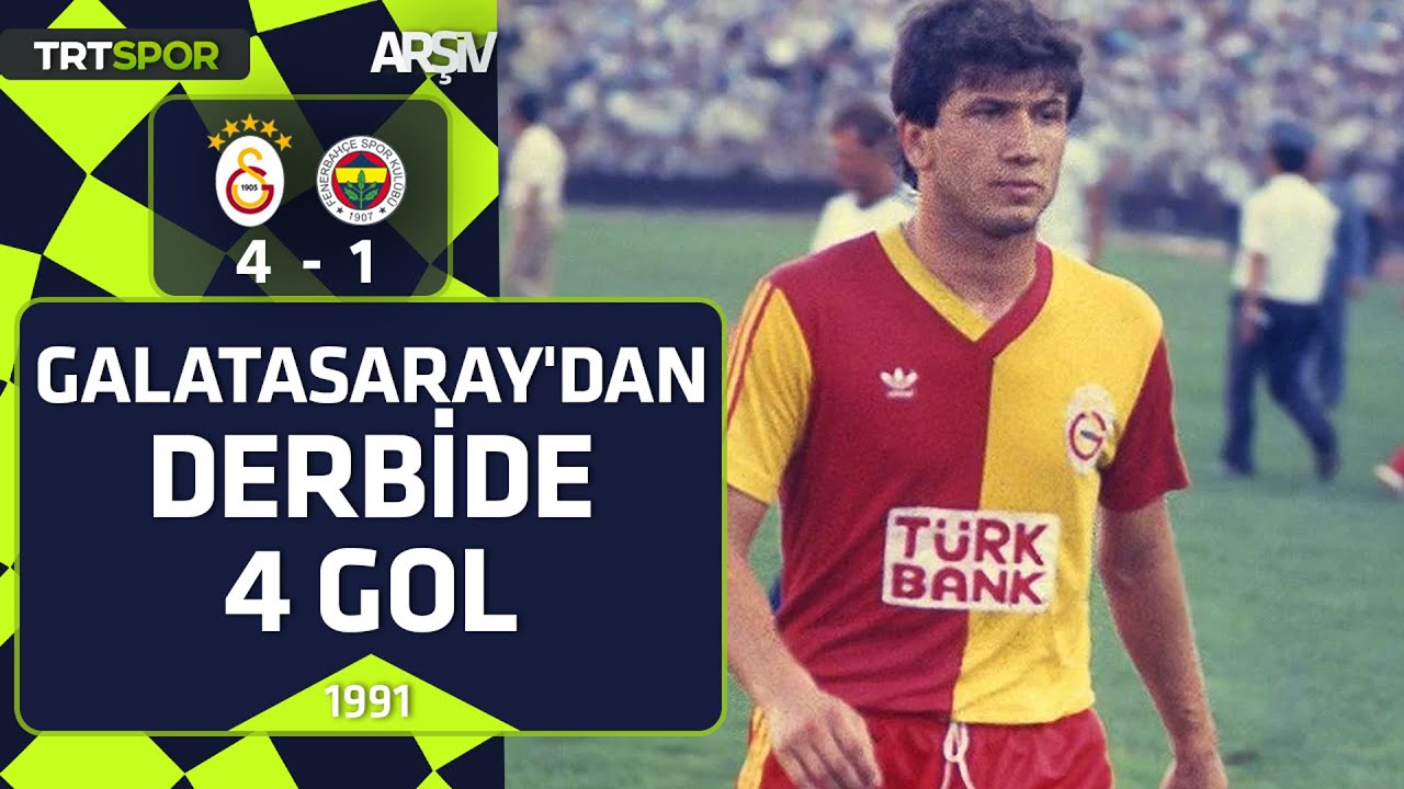 Galatasaray - Fenerbahçe: 4-1 (1990-91 sezonu)  Galatasaray'dan derbide 4 gol