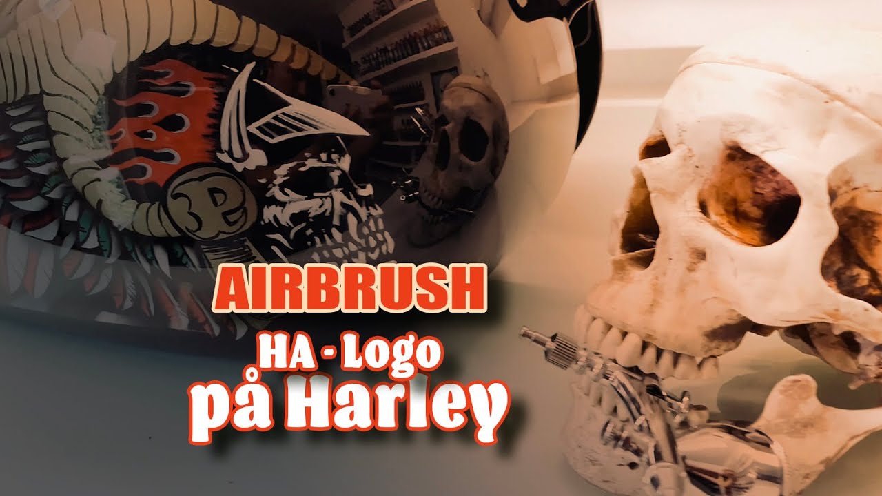 Hells Angels logo p&aring; Harley-Davidson med airbrush