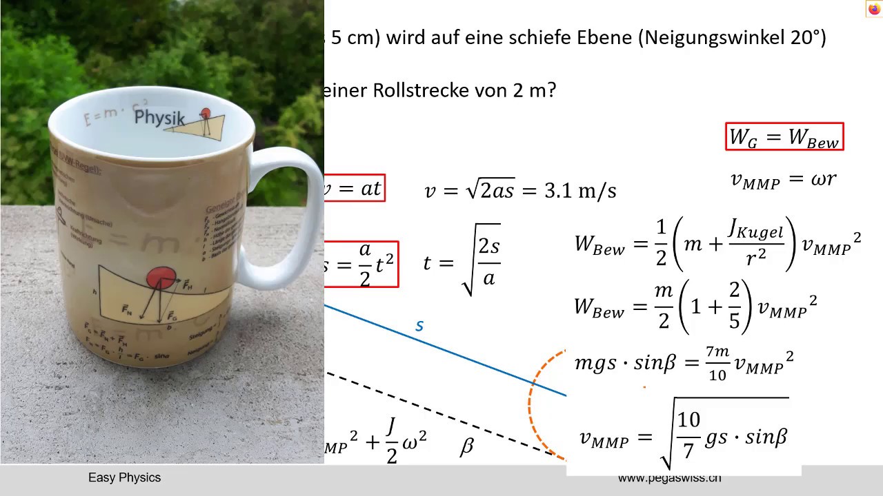 Kugel auf schiefer Ebene