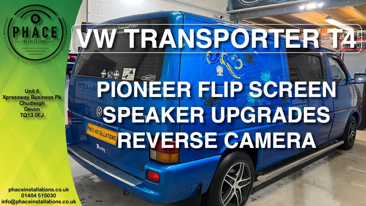 VW TRANSPORTER T4 PIONEER FLIP OUT SCREEN, SPEAKER UPGRADE & REVERSE CAMERA   HD 1080p