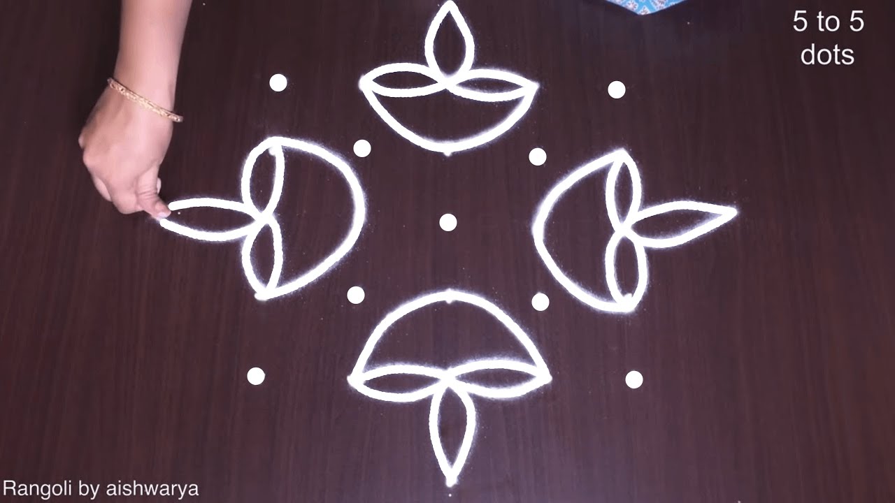 Peacock Rangoli: 5x5 Dots Diwali Kolam Muggulu | Simple Rangoli Designs