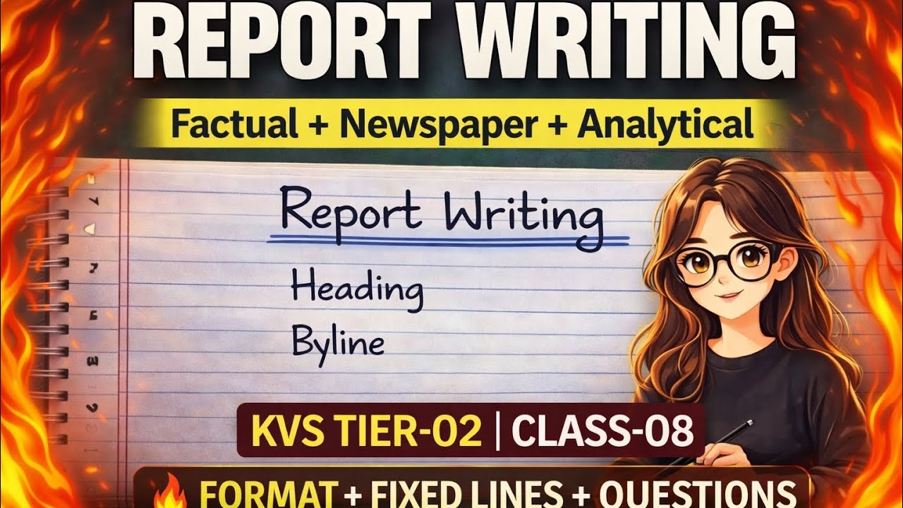 REPORT WRITING |Factual + Newspaper + Analytical Report|KVS Tier-02|Format + Fixed Lines + Questions