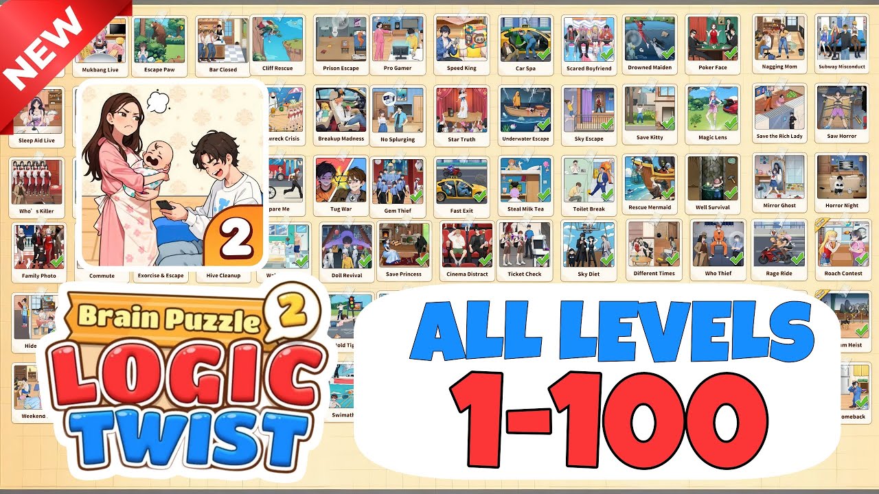 Brain Puzzle 2: Logic Twist - ALL LEVELS 1-100 || Solutions Gameplay Walkthrough