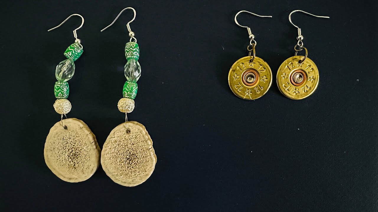Shotgun Shell and Antler Earrings