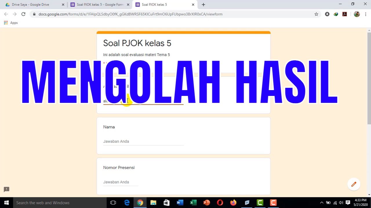 Cara mengolah hasil google form