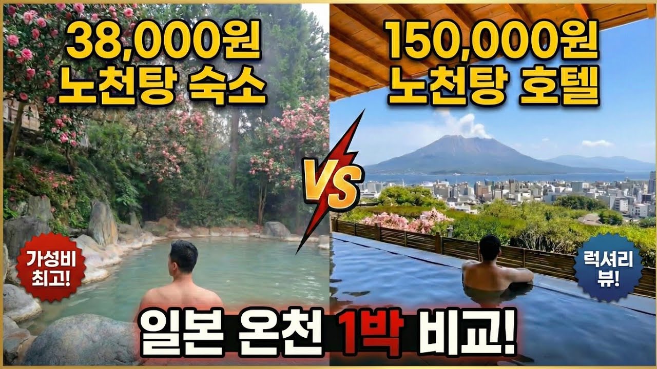 일본 온천 숙박이 3만 원대?! ♨️ 3,800엔 가성비 숙소 vs 15,000엔 럭셔리 호텔 - 가고시마1편