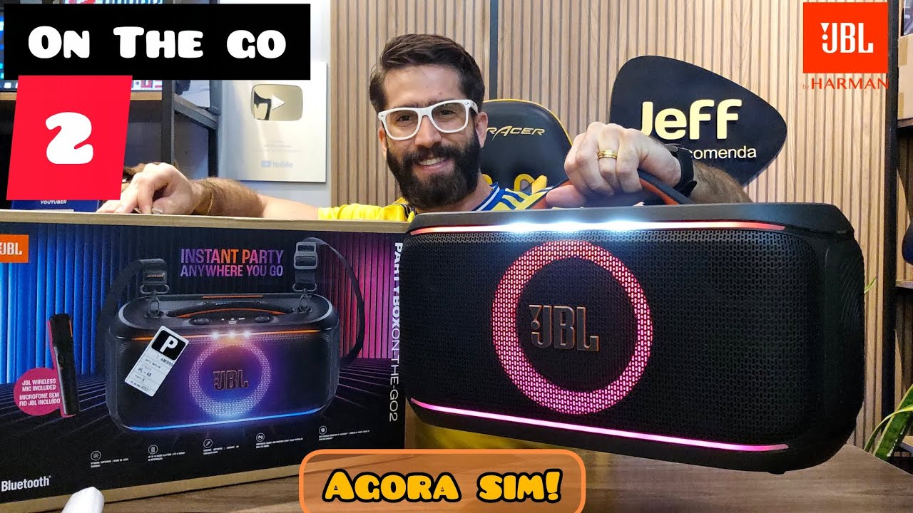 CAIXA DE SOM JBL PARTYBOX ON THE GO 2 100W IPX4: MELHOROU MUITO! (Unboxing/Analise)