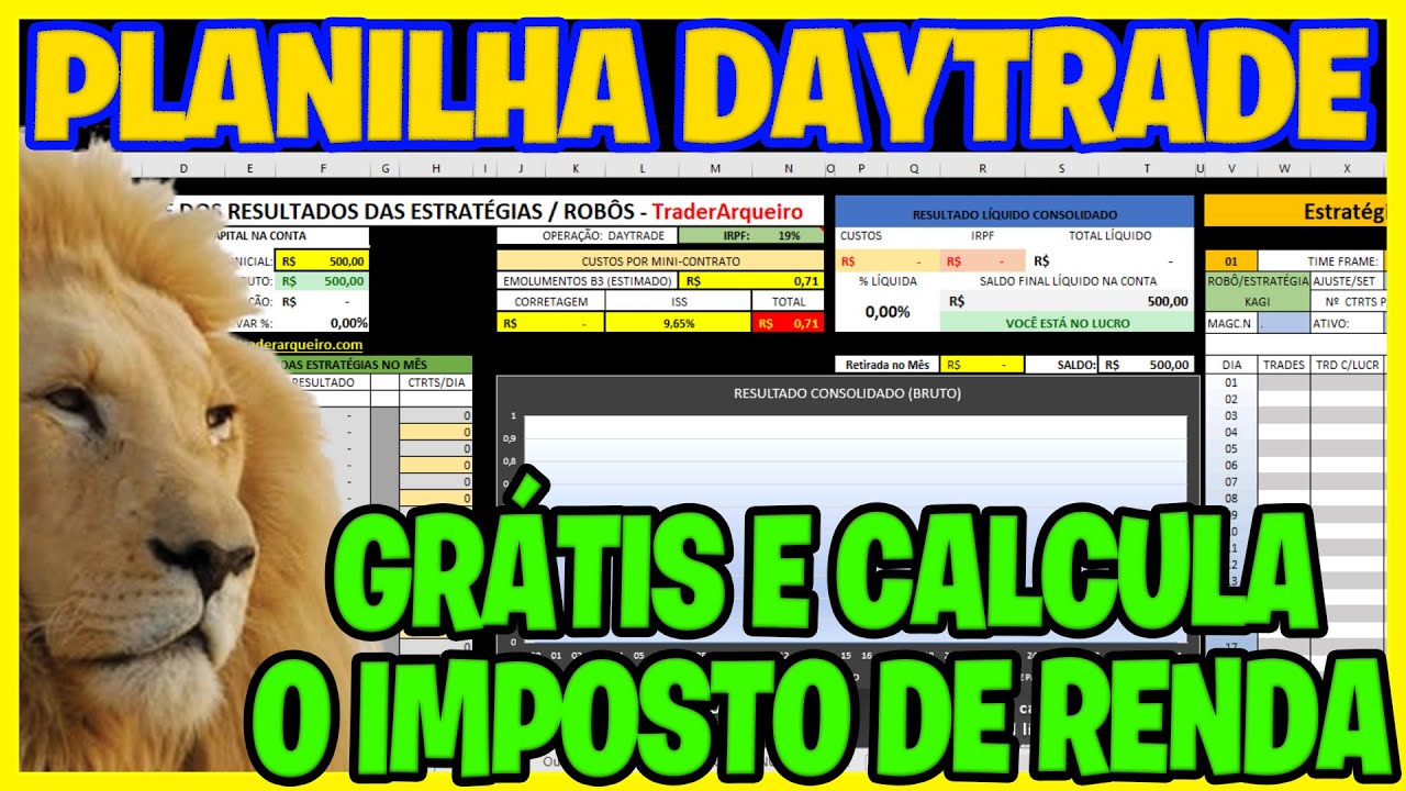 PLANILHA DAY TRADE GRATIS COM CALCULO DE IMPOSTO DE RENDA I.R.P.F.