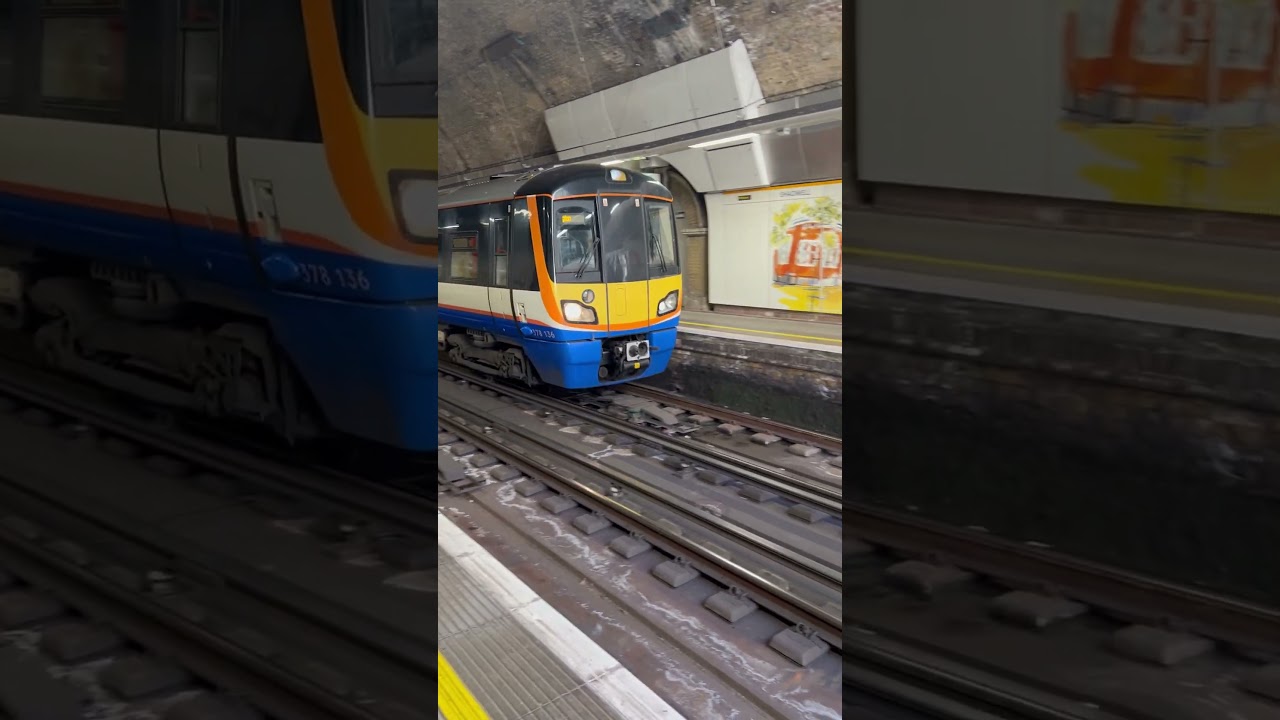 London Overground Windrush Line class 378 train arrives at Shadwell Overground station #overground