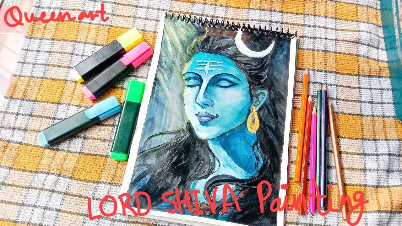 Lord shiv ji painting tutorial with water color | Queen art 