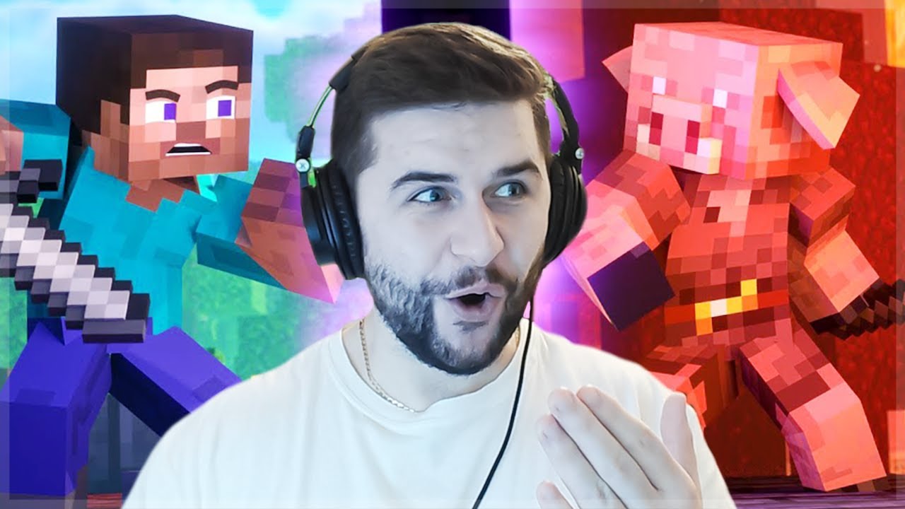 Reacting to Overworld Vs Nether - Steve Vs Piglin Funny Minecraft Animation!