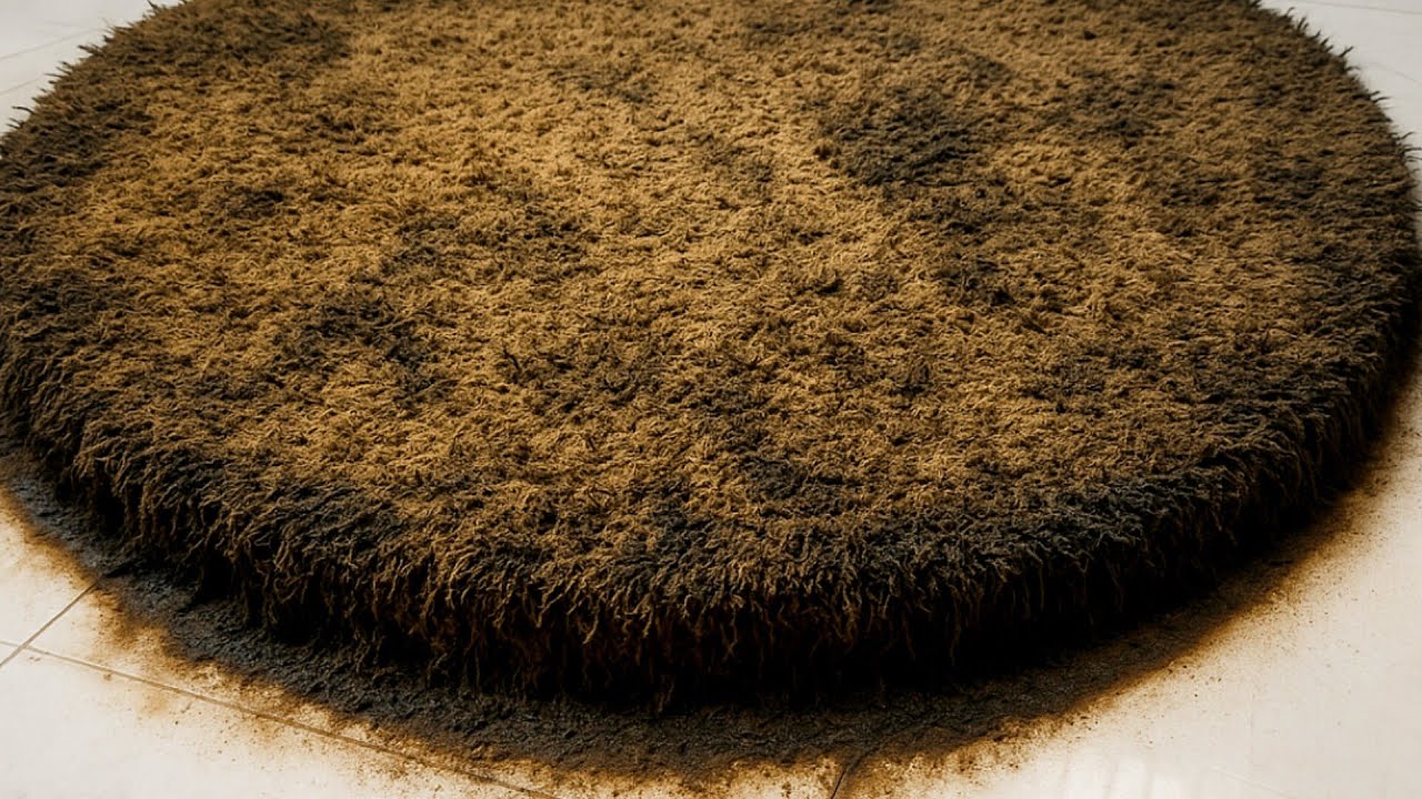 Satisfying cleaning dirtiest shaggy rug/relaxing washing of a super dirty carpet ASMR