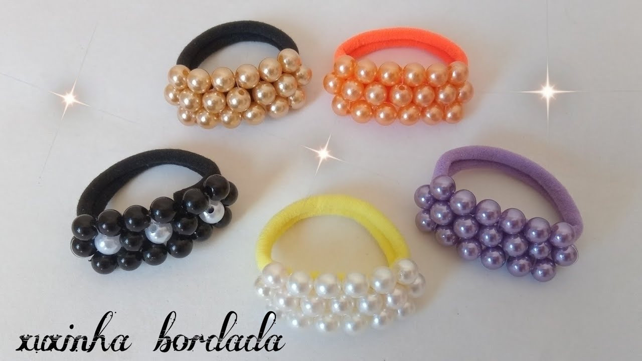 Xuxinha bordada com pérolas/passo a passo.