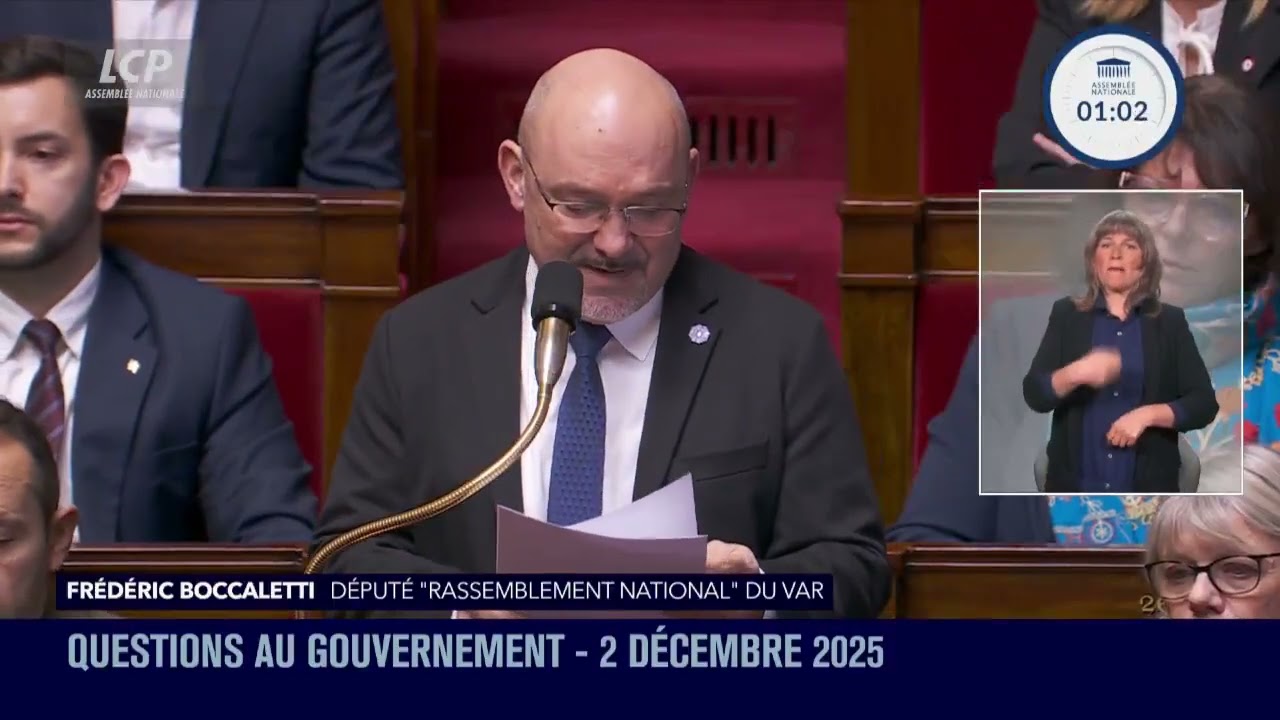 Question au Gouvernement de Frédéric Boccaletti (02/12/2025)