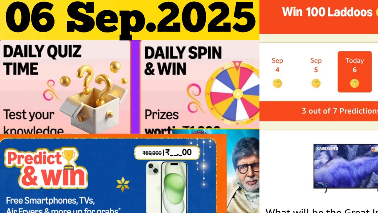 Amazon Great India Festival Season Quiz Amazon Predict & Win Bumper prize Quiz  Laddoo Win DailyQuiz