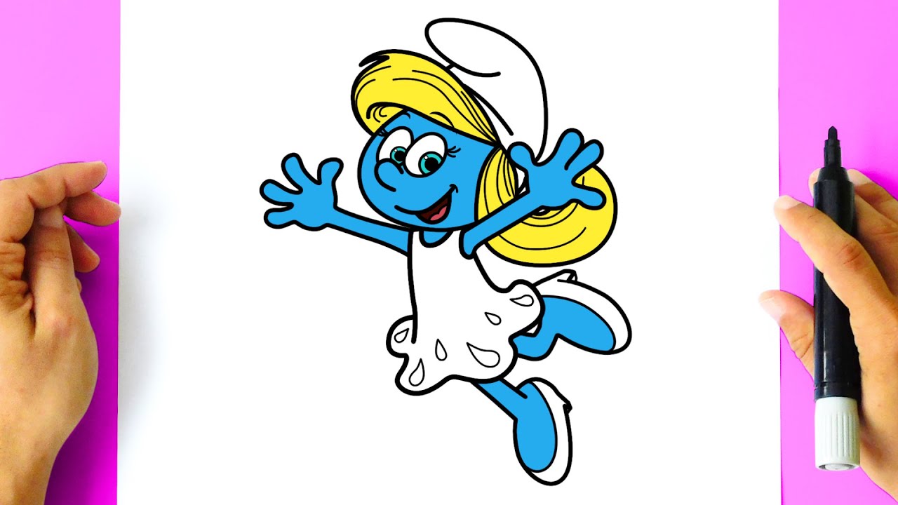 Como DESENHAR SMURFETTE - passo a passo fácil - Os Smurfs