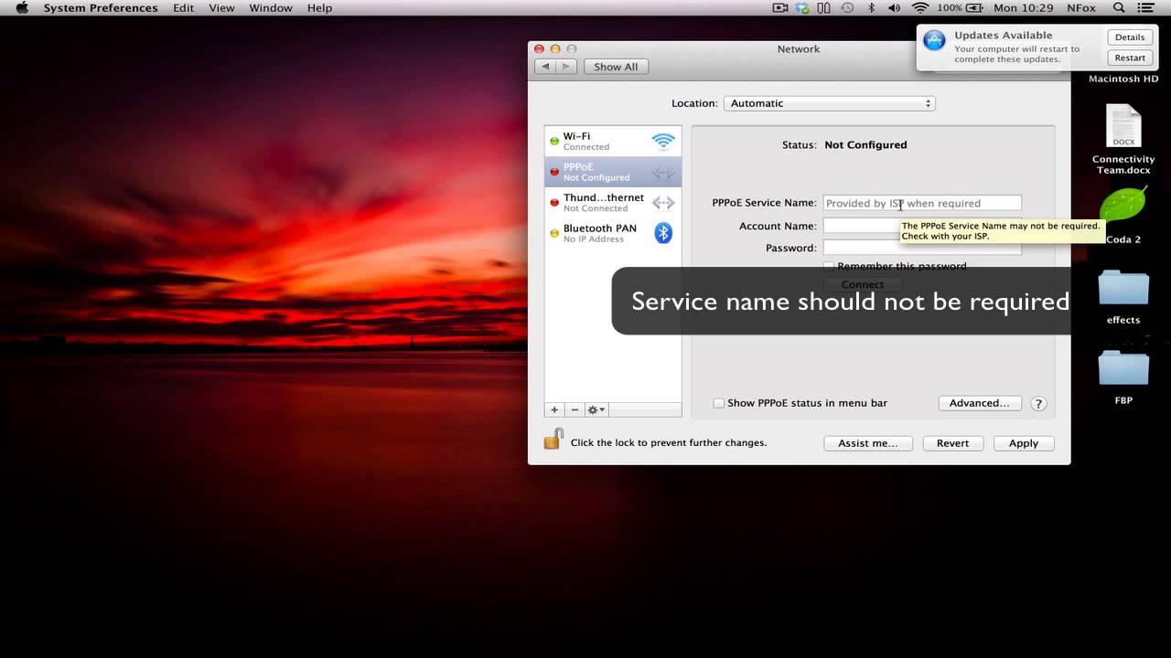 Creating a PPPOE connection on mac