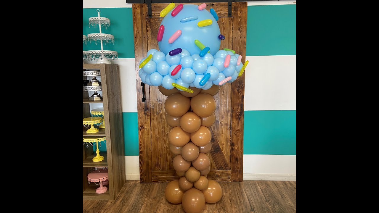Ice Cream Cone Balloon Tutorial  Free Standing no Helium