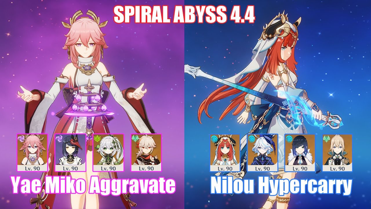 C0 Yae Miko Aggravate & C0 Nilou Furina Hypercarry | Spiral Abyss 4.4 | Genshin Impact