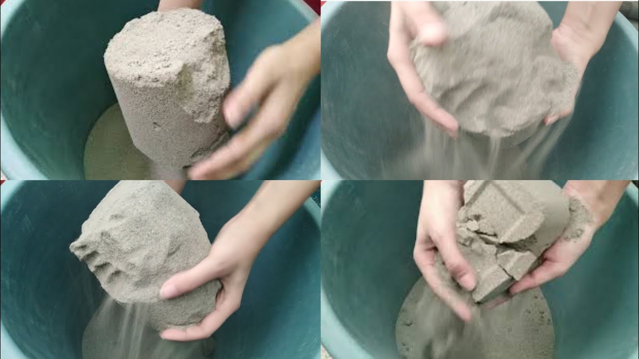 Asmr Super soft sand cement cylinders & bricks crumbling| super soft sand cement crumbles