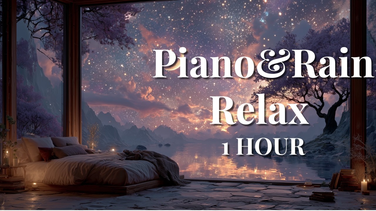 Rainy Night Piano 🌙 1 Hour Relaxing Rain Sounds & Calm Music