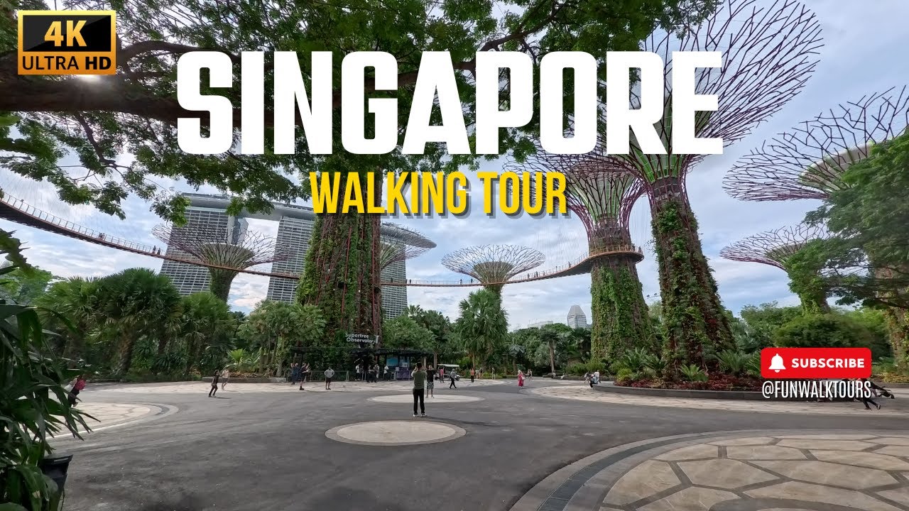 Marina Bay Sands Marina & Gardens by the Bay - Singapore - Walking Tour - 4K