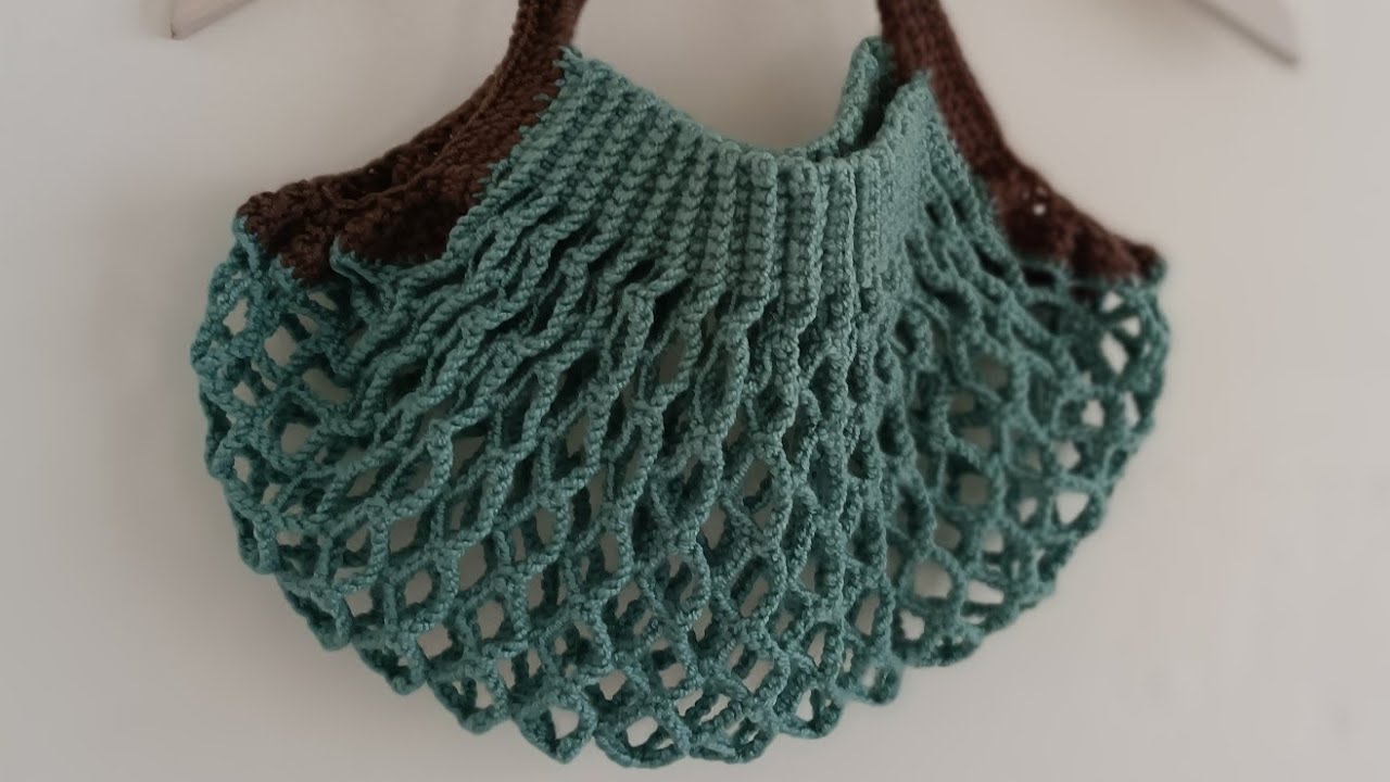 LEFT HAND /How To Crochet Mesh Bag Step by Step Tutorial /Crochet Tote Bag *Crochet market Bag