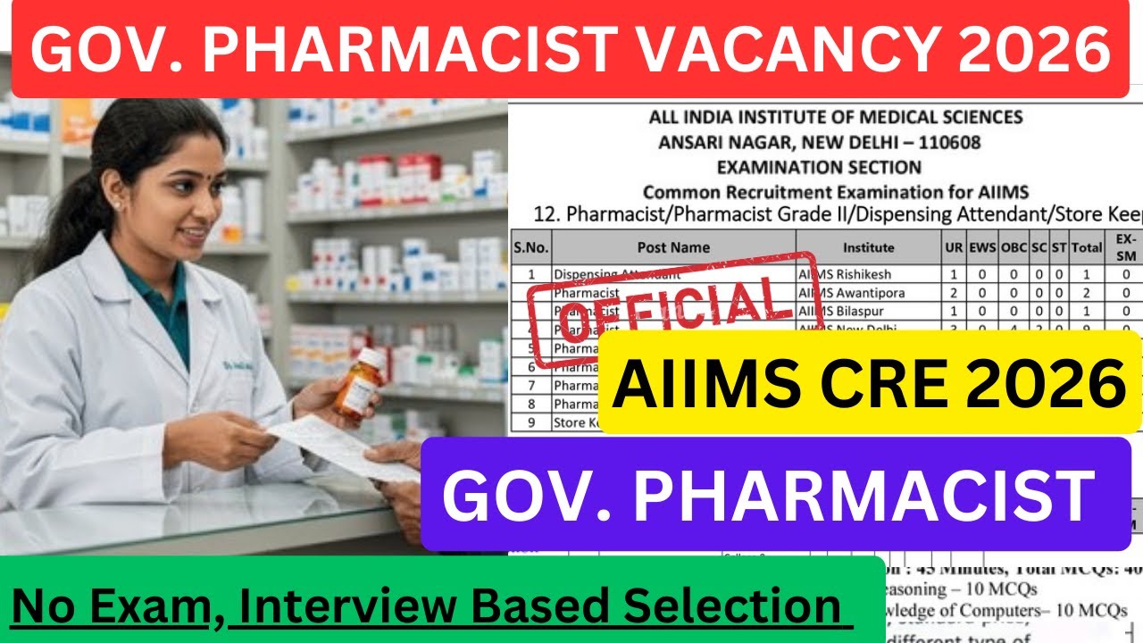 Government Pharmacist Vacancy 2026 | Delhi Pharmacist Vacancy Form Fillup Apply Form || #AIIMS #ESIC