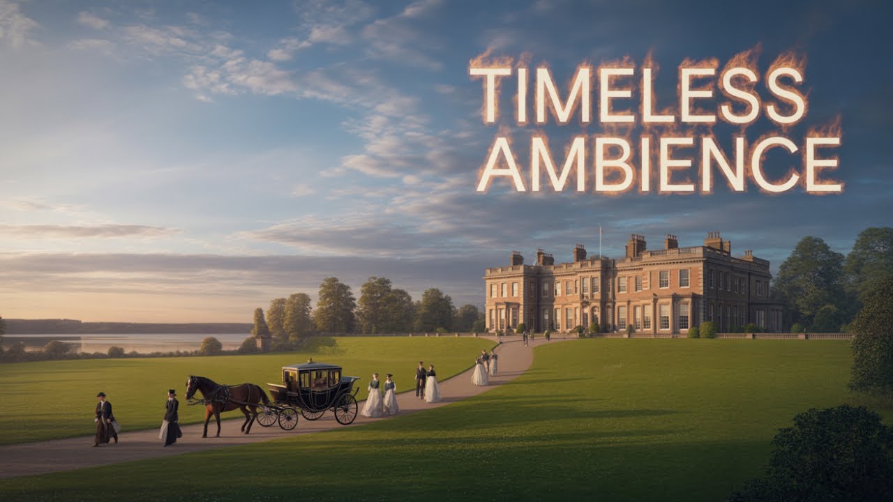 Jane Austen–style Regency music playing in a quiet English drawing room