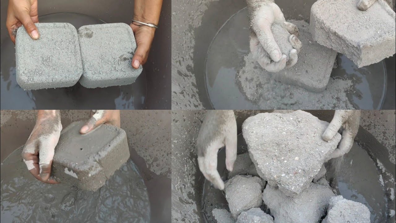 Gritty dusty 🌪️ sand cement crumbling in water 💦💦