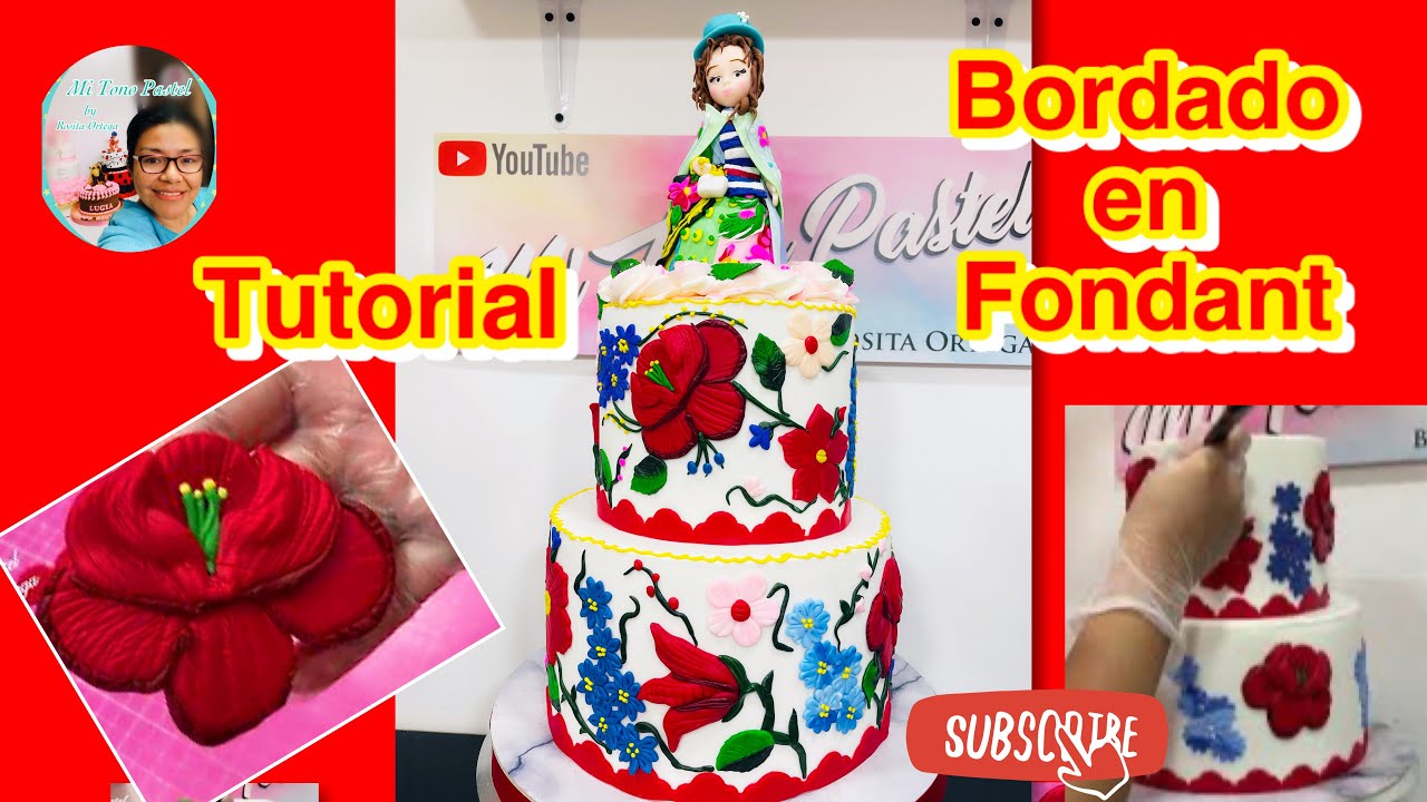 Pastel Bordado en Fondant Tutorial
