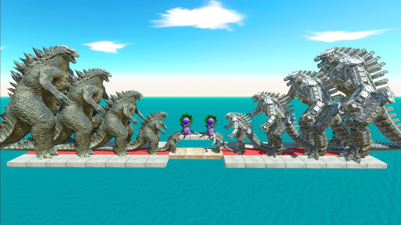 Growing Godzilla 2014 VS Growing MechaGodzilla in Epic Arena - Animal Revolt Battle Simulator