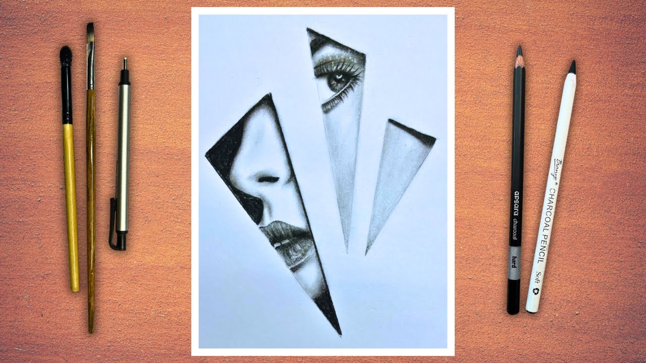 Broken Glass Effect Drawing | Realistic Face Sketch in Pieces