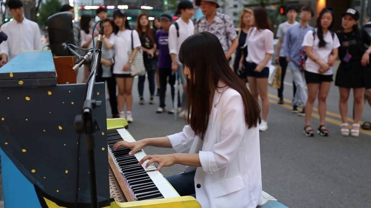 JHKTV]  신촌거리 피아노문아람 sin chon street piano moon a ram 기쿠지로의summer ost  편곡