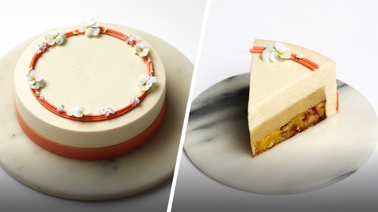 Recipe & Tutorial: Rhubarb Entremet Cake | Beginner's Guide to Entremet cake with ganache & mousse
